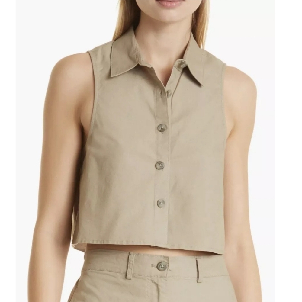 New The Range Twill Crop Top In Moss